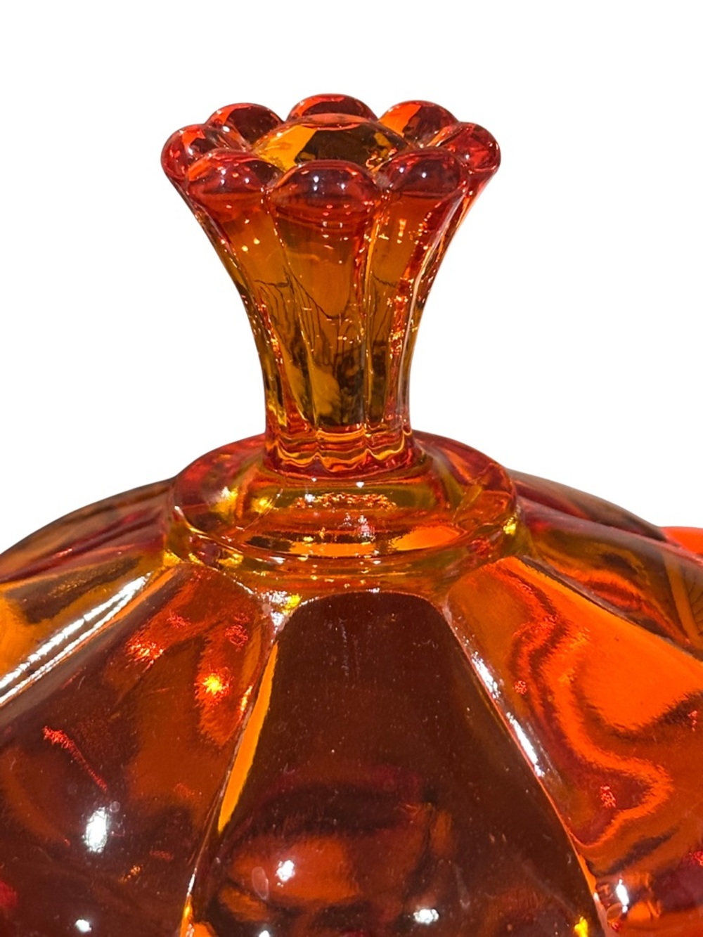 Rare Vintage Viking Glass Tall Candy Dish Amberina Mcm With Lid - Picture 2 of 6